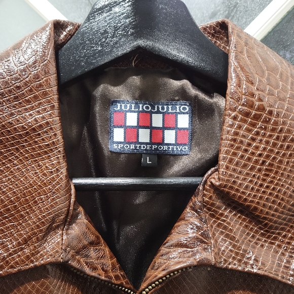 NEW 100% Leather Snake Print Jacket in Chocolate Brown Size Small - Picture 3 of 7